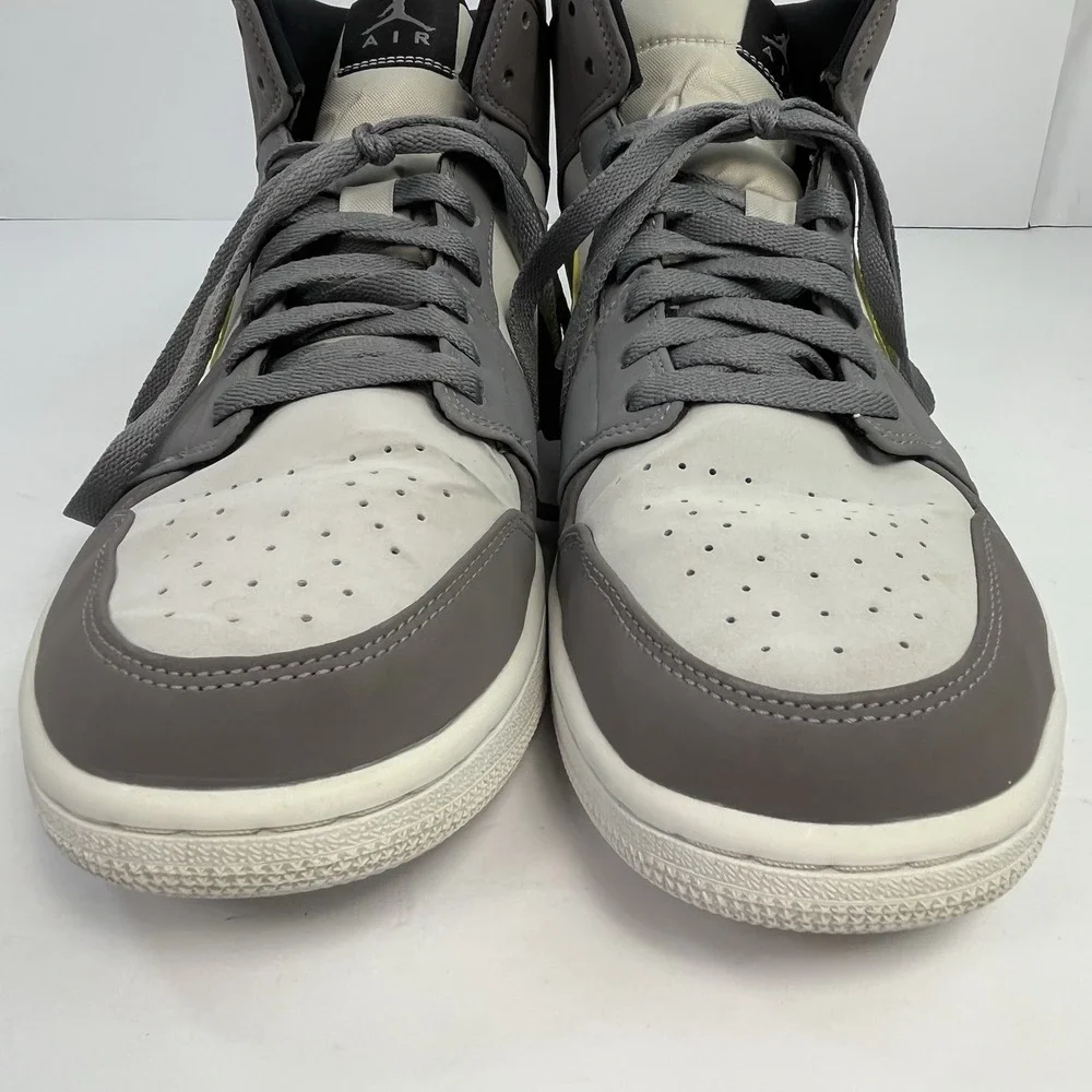 Jordan Air Jordan 1 Mid Gunsmoke Volt Gray White Men's 11.5 Sneakers 554724-072